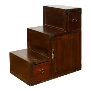 19th Century Japanese Staircase Tansu Cabinet with Two Drawers and Single Door