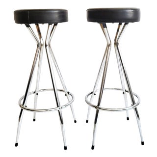 Mid-Century Modern Chrome Bar Stools, 1960s, Set of 2 For Sale