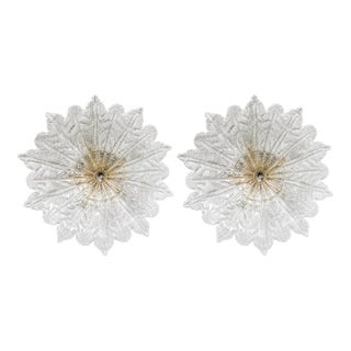 1970s Set of 2 Amsterdam Palmetta, Italian Murano Glass Ceiling Light or Flush Mount For Sale