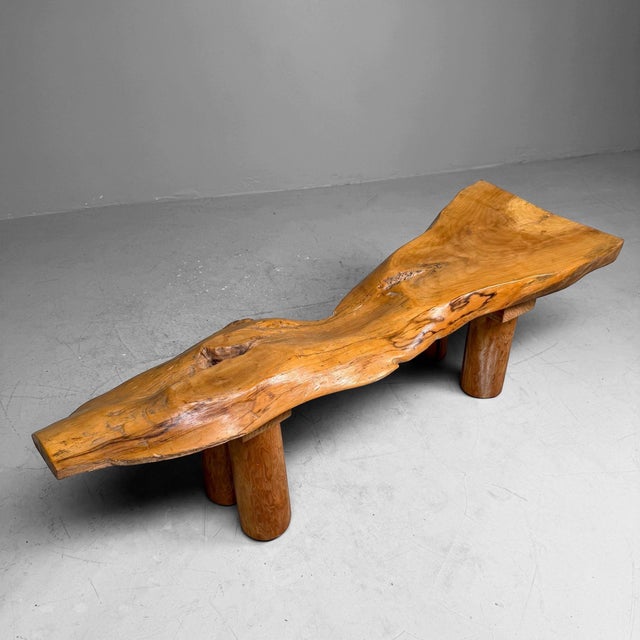 Japanese Organic Live Edge Side Table in Zelkova Wood, 1960s For Sale - Image 6 of 13