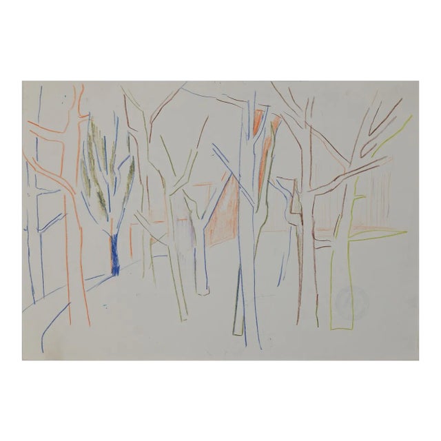 Trees, Original Pastels by Herta Hausmann, Mid,20th Century For Sale