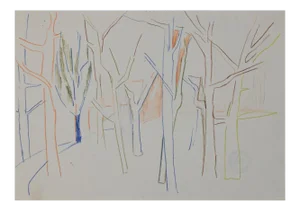 Trees, Original Pastels by Herta Hausmann, Mid,20th Century