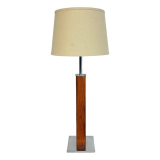 1960s Mid-Century Modern Walter Von Nessen Walnut and Chrome Table Lamp For Sale