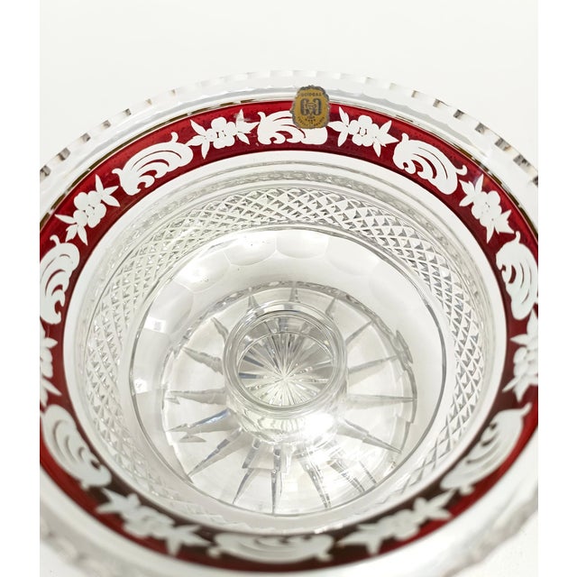 Glass Transparent and Red Crystal Vide-Pouch, Czech Republic, 1960s For Sale - Image 7 of 10