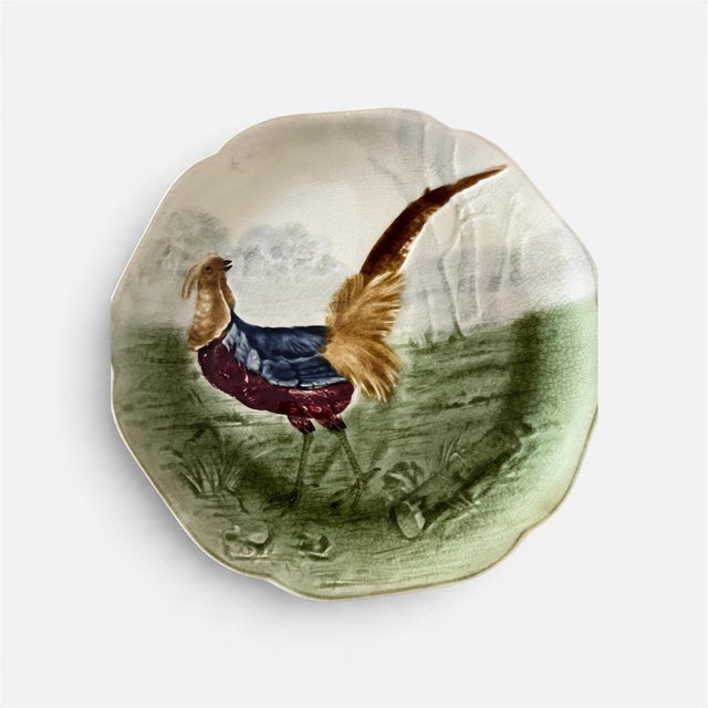 Ceramic 19th Century Choisy Le Roi Majolica Bird Plates -Set of 6 Authentic Antique Plates For Sale - Image 7 of 12