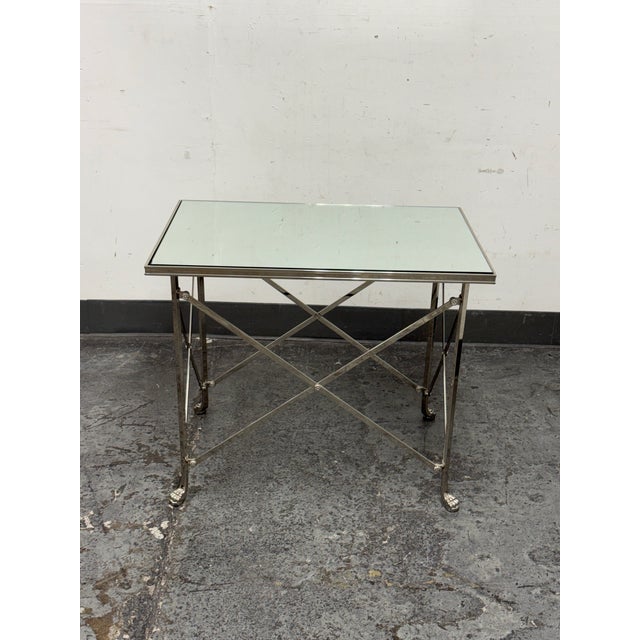 Design Plus Gallery presents a Directoire Style Rectangular Mirrored Side Table. This is in the style of the Bel Air table...