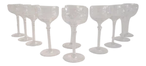 Mid-Century Libbey Rock Sharpe Etched Cocktail Glasses - Set of 10