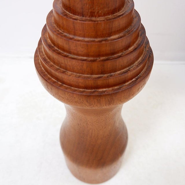 Large Vintage Turned Wood Candlestick, 1960s For Sale - Image 9 of 12