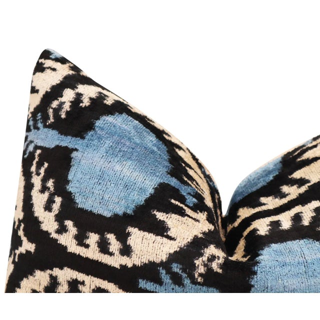 Textile Contemporary Blue Velvet Throw Pillow & Down Insert For Sale - Image 7 of 10