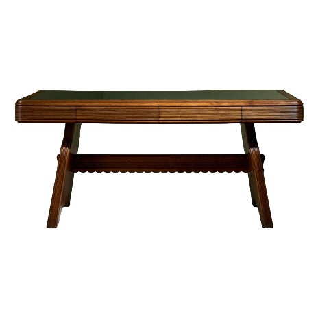 Desk in Chestnut with Grissinato Carvings by Osvaldo Borsani, Italy For Sale