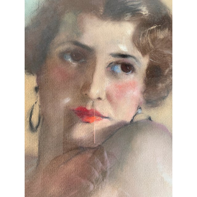 Antique Pastel Artwork Painting Framed Under Glass Nude by Hungarian Listed Artist, Fried Pal For Sale - Image 4 of 5