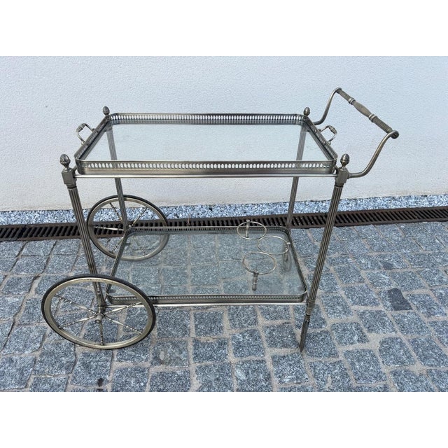 Silver Jansen Rolling Serving Cart by Maison Jansen For Sale - Image 13 of 13
