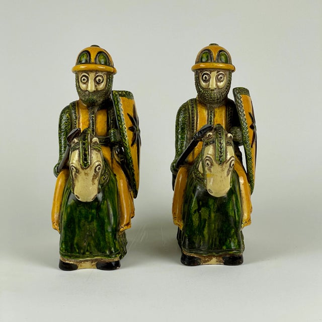 1970s Pair of Italian Ceramic Medieval Knights Figurines For Sale - Image 12 of 12
