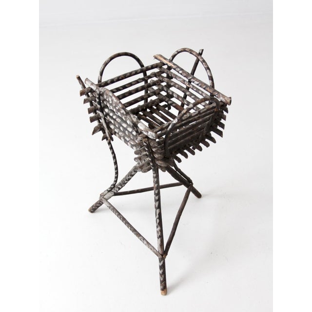 Antique Adirondack Twig Planter Stand For Sale - Image 9 of 12