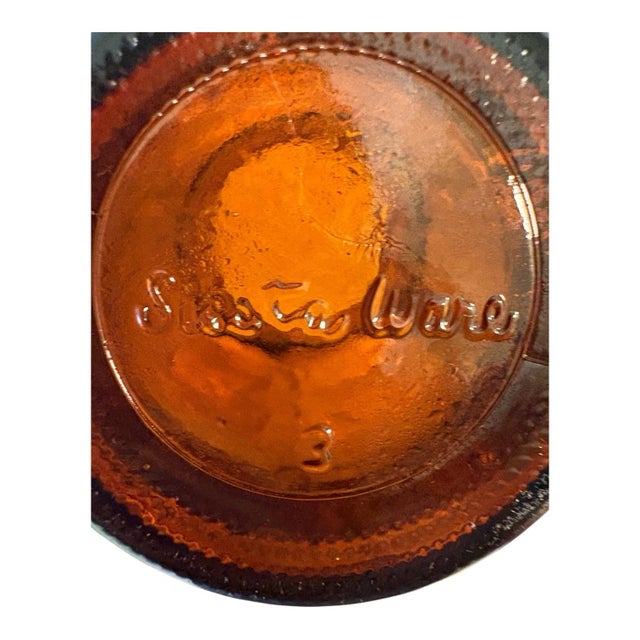 Mid-Century Modern Vintage Siesta Ware Amber Glass Western Barware Set With 6 Mugs & Wood Caddy For Sale - Image 3 of 12