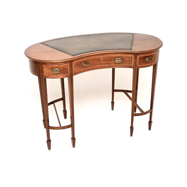 Antique Edwardian Leather Top Kidney-Shaped Desk, 1900s For Sale - Image 11 of 11