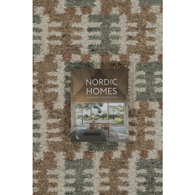Rug & Kilim’s Scandinavian Style Square Flatweave With Brown and Blue Geometry For Sale - Image 10 of 10