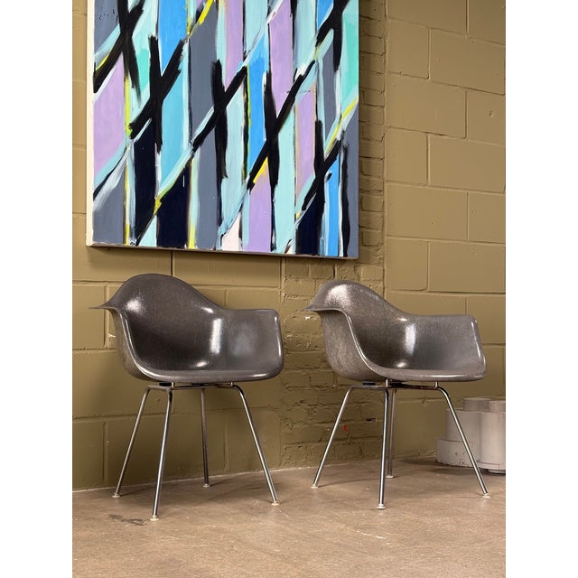 Ultra Rare! A matching pair of original Eames armchairs from the early Zenith Plastics production run (1950-1958, Gardena,...