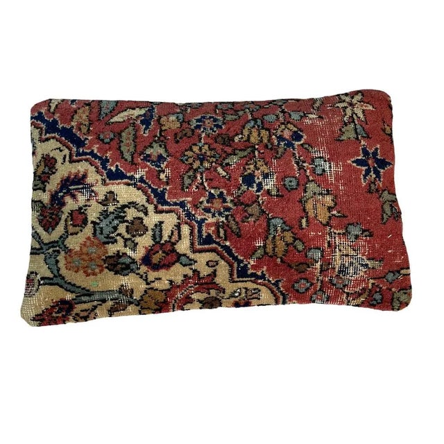 Red Large Vintage Turkish Handmade Rug Cushion Cover For Sale - Image 8 of 11