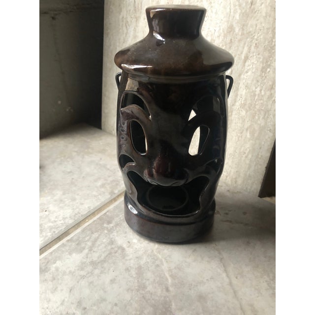 1960s 1960s Drip Glazed Criterion Collections Japan Tiki Teacup Candle Holder For Sale - Image 5 of 12