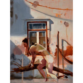 Shattered by Ryan Morse | Oil on panel Figure lifting a beam in a partially destroyed setting. For Sale