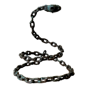 Vintage Boho Brutalist Chain Link Snake Sculpture