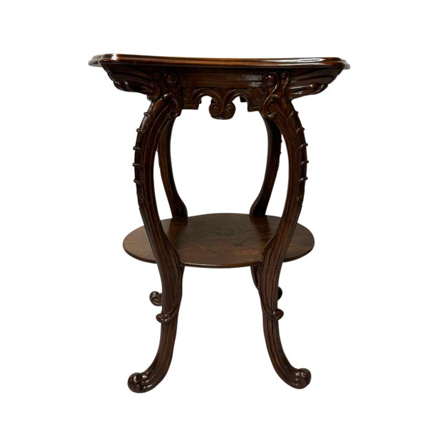 Wood Pair of French Art Nouveau Louis Majorelle Style Inlaid Side Tables For Sale - Image 7 of 10