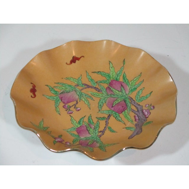 Asian Vintage Asian Yellow Pomegranate Ruffled Bowl For Sale - Image 3 of 7
