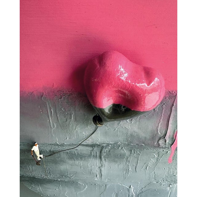 Vera Vizzi, Wall Sculpture with Heart Balloon and Miniature Figure, 2022, Mixed Media For Sale - Image 7 of 10