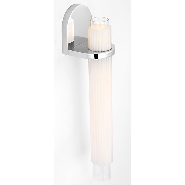 Visual Comfort Windsor Smith for Visual Comfort Signature Arena 20" Sconce in Polished Nickel with White Ribbed Glass For Sale - Image 4 of 7