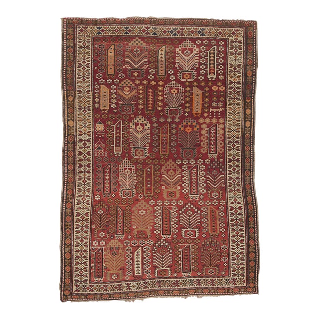 Antique Caucasian Shirvan Rug, 04'00 X 05'09 For Sale