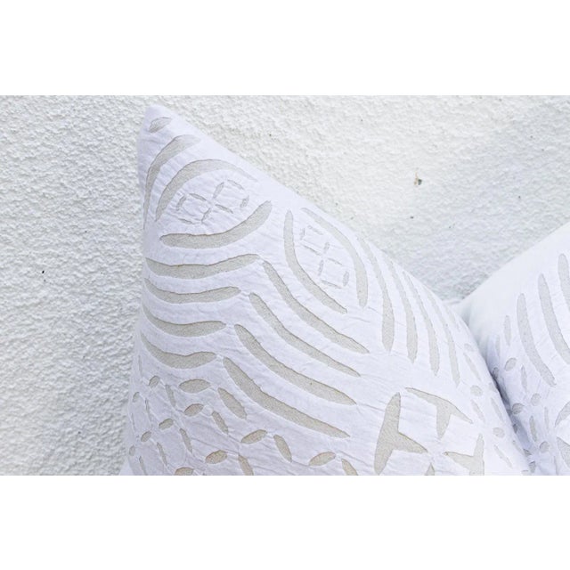 1990s Vanilla Lumbar Applique Pillow Cover For Sale - Image 5 of 8