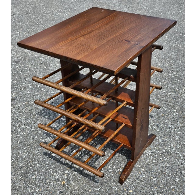 Bucciarelli 1950s Bucciarelli Itallian Bobbin and Spindle Pine Magazine Rack and Side Table For Sale - Image 4 of 6