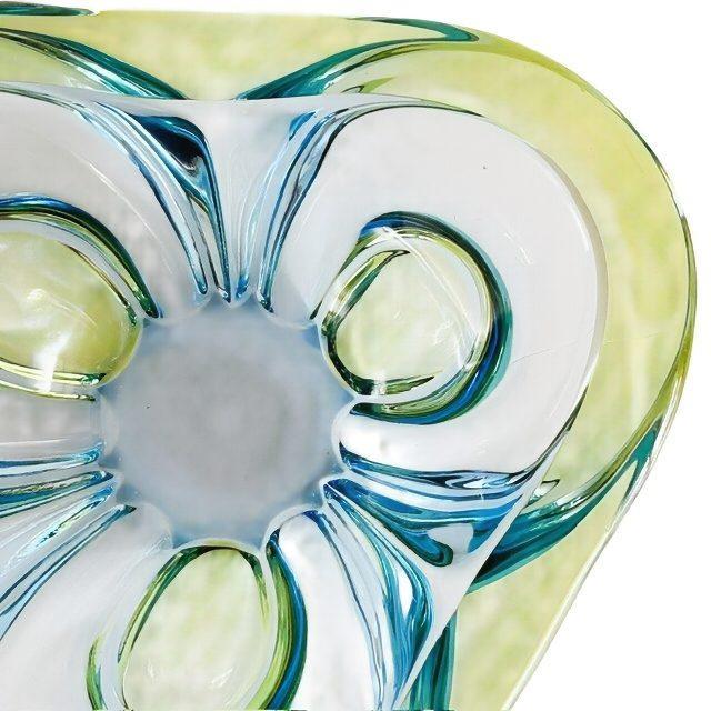 Vintage Bohemian Glass Bowl in Blue Green, 1960s For Sale - Image 4 of 6
