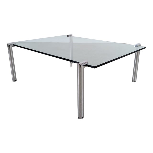Mid-Century Modern Coffee Table in Glass and Metal, 1980 For Sale