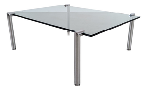 Mid-Century Modern Coffee Table in Glass and Metal, 1980