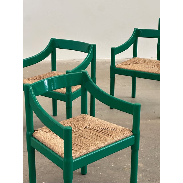 Mid-Century Modern Green Model Carimate Dining Chairs by Vico Magistretti for Cassina, 1960s, Set of 6 For Sale - Image 3 of 11