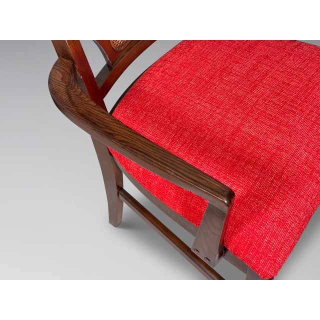 Restored Vintage Broyhill Brasilia Walnut and Cane Dining Chairs Set of 6 For Sale - Image 17 of 18
