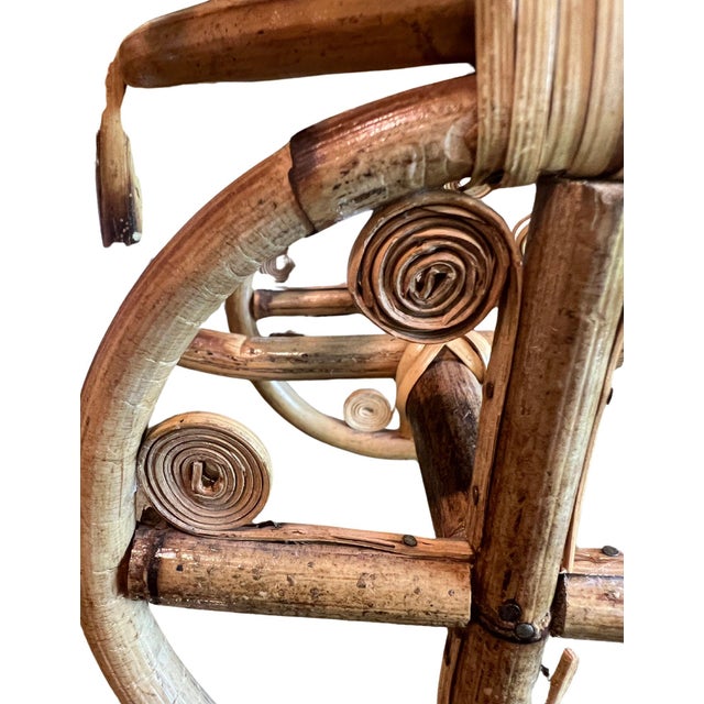 Vintage Bamboo & Rattan Tricycle Planter - Faux Plant Included For Sale - Image 9 of 12