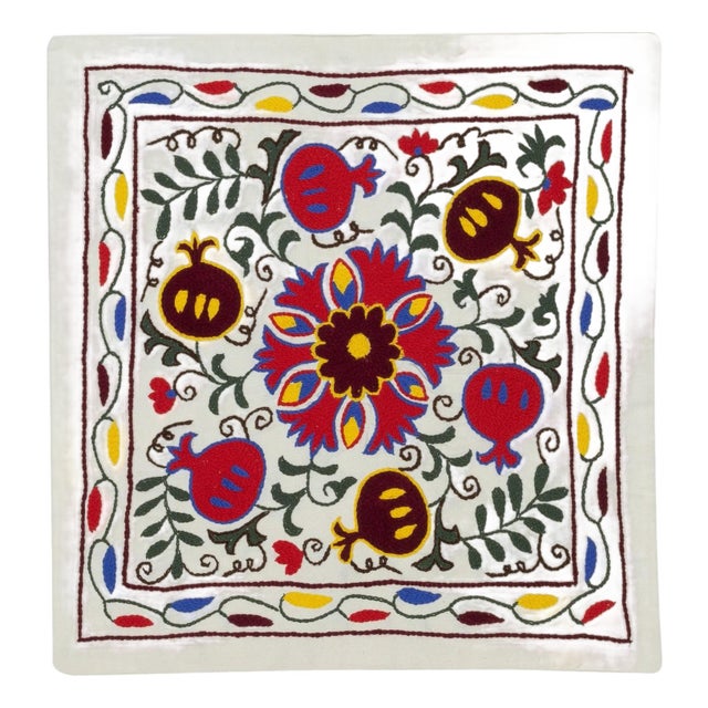 17"x18" Hand Embroidered 100% Cotton Cushion Cover. Contemporary Lace Pillow For Sale