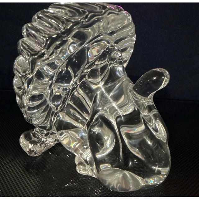 Glass Vintage Fm Konstglas Ronneby Sweden Lead Crystal Lion Figurine 5.5” Art Glass Paperweight For Sale - Image 7 of 10