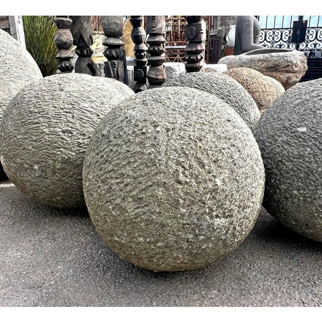 Modern Vintage Stone Garden Sphere Medium For Sale - Image 3 of 4
