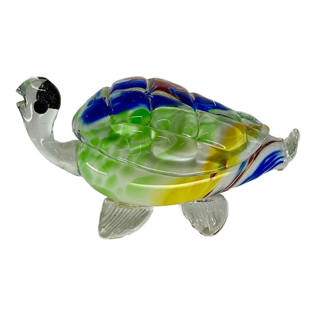 Large Murano Style Glass Turtle Figurine For Sale