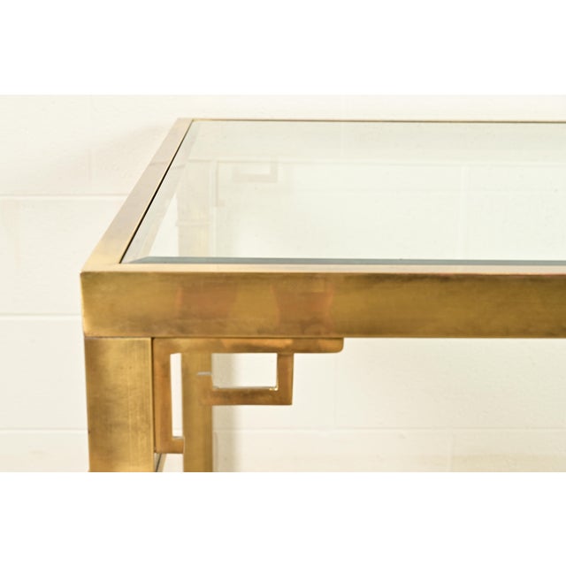 Mastercraft Mid-Century Modern Hollywood Regency Greek Key Brass and Glass Dining Table, 1970s For Sale In South Bend - Image 6 of 10
