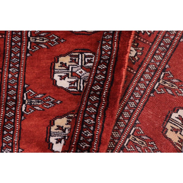 Red Rustic Bokhara Rust/Beige Hand Knotted Wool Rug Runner For Sale - Image 8 of 9
