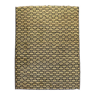 Vintage Turkish Black and Yellow Deco Rug For Sale