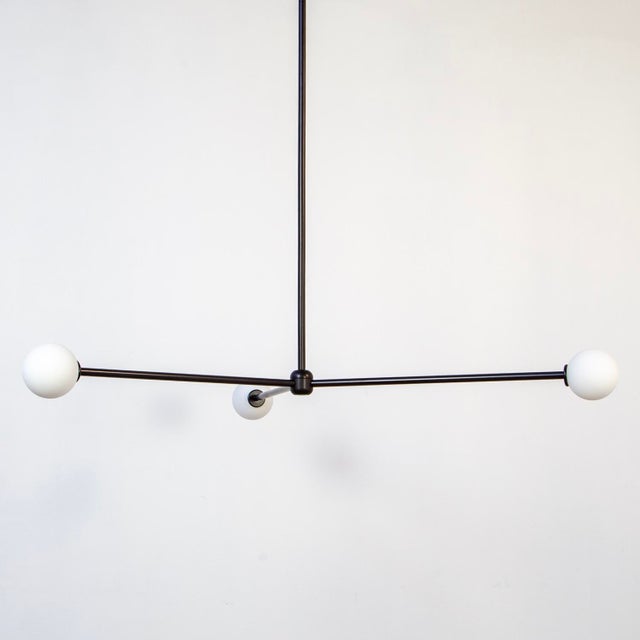 Not Yet Made - Made To Order Globe Chandelier 3, Black, 26.5in H, 3 Inch Glass Globes, by Research.Lighting, Modern, Minimal Hanging Light For Sale - Image 5 of 9