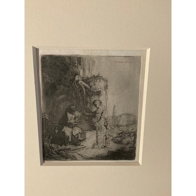 17th Century Rembrandt Christ and the Woman of Samaria Among Ruins" (Also Called "Christ and the Samaritan Woman at the Well.) Signed and Dated 1634 Original Works For Sale - Image 5 of 12