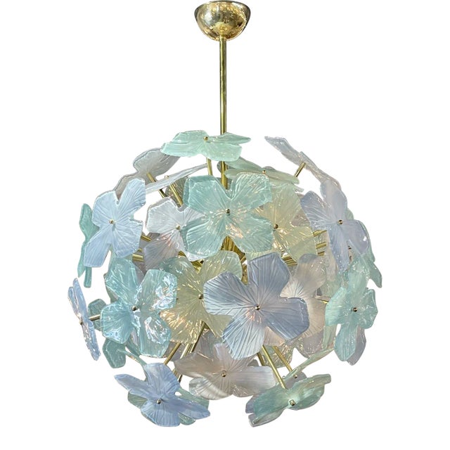 Murano Flower Globe Chandelier For Sale