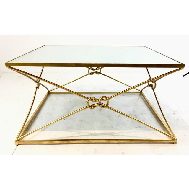 2010s Currey and Co. Modern Gold Metal and Mirror Cocktail Table For Sale - Image 5 of 5